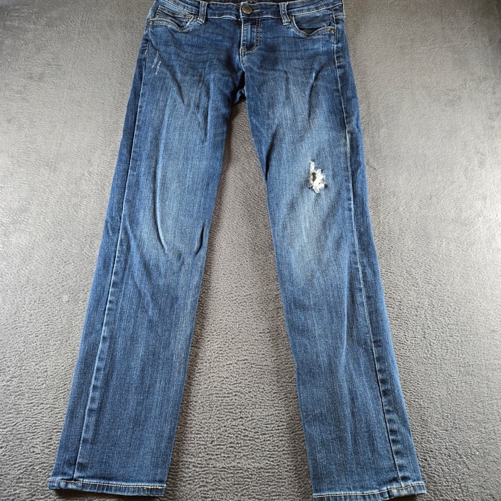 KUT from the Kloth Womens Size 4 Straight Leg Distressed Medium Wash Jeans